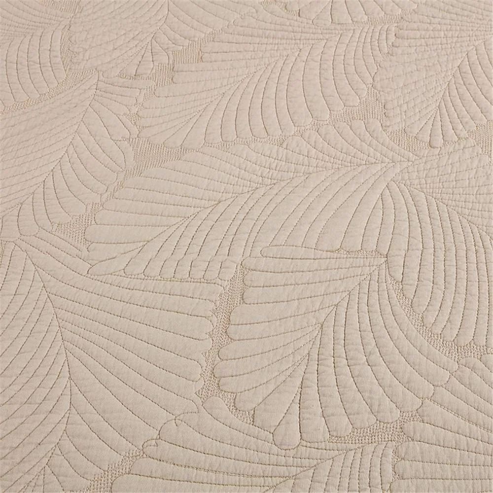 ست روتختی سه تکه رنگ خالص با طرح برجسته، لحاف پنبه ای چند منظوره، روانداز/ملحفه/روکش تخت مناسب تمام فصول به همراه 2 روبالشی، بژ - 230×250 سانتی متر