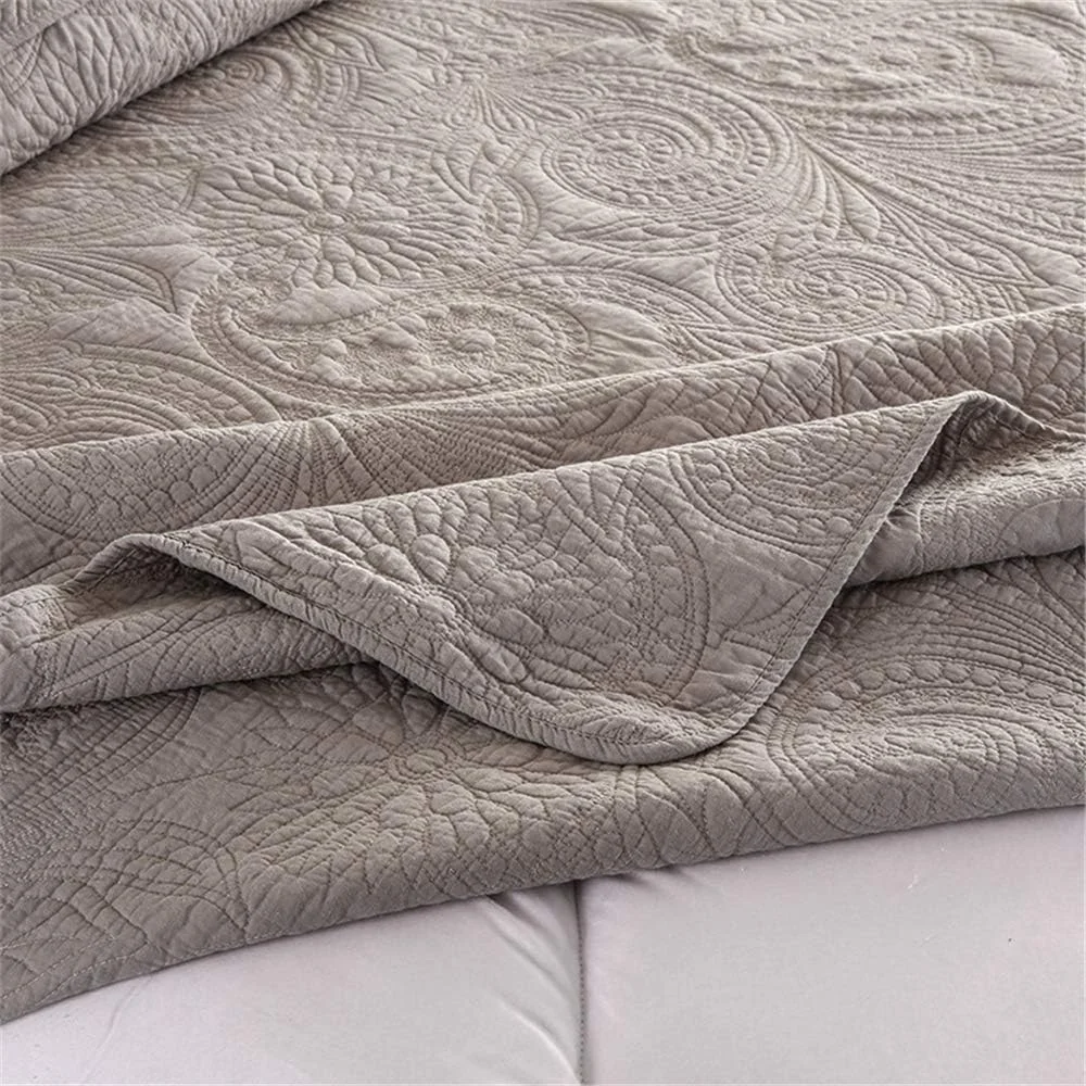 روتختی پنبه ای خاکستری طرح برجسته گل ققنوس، طرح تکه دوزی دو رو