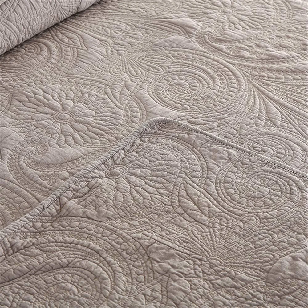 روتختی پنبه ای خاکستری طرح برجسته گل ققنوس، طرح تکه دوزی دو رو