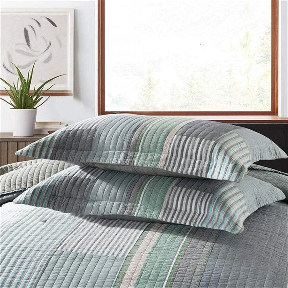 روتختی تکه دوزی اتاق خواب 230X250 سانتی متر طرح راه راه شیک روتختی پنبه ای لحافی برای تخت دو نفره مبل کاناپه پتو، آبی، آبی