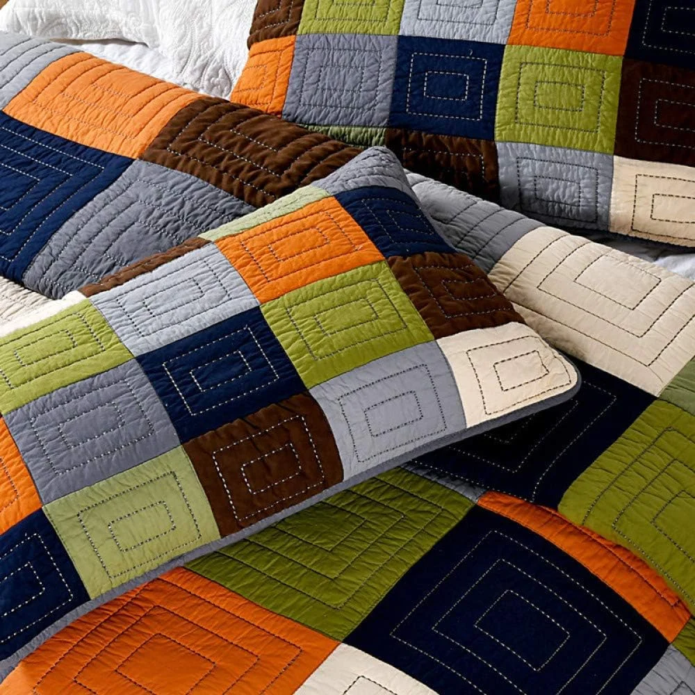 روتختی طرح چهل تکه پنبه ای چاپی دونفره و کینگ سایز ۲۳۰ در ۲۵۰ سانتی متر، ست روکش تخت، روتختی سه تکه، ملحفه های ضخیم، پتو - ۲۳۰cm۲۵۰cm، پتو کینگ ۲۳۰cm*۲۵۰cm