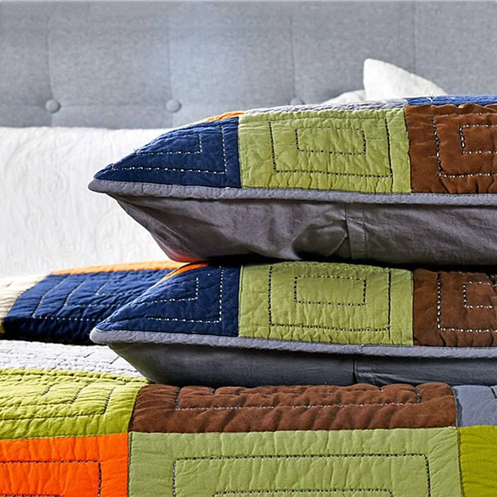 روتختی طرح چهل تکه پنبه ای چاپی دونفره و کینگ سایز ۲۳۰ در ۲۵۰ سانتی متر، ست روکش تخت، روتختی سه تکه، ملحفه های ضخیم، پتو - ۲۳۰cm۲۵۰cm، پتو کینگ ۲۳۰cm*۲۵۰cm