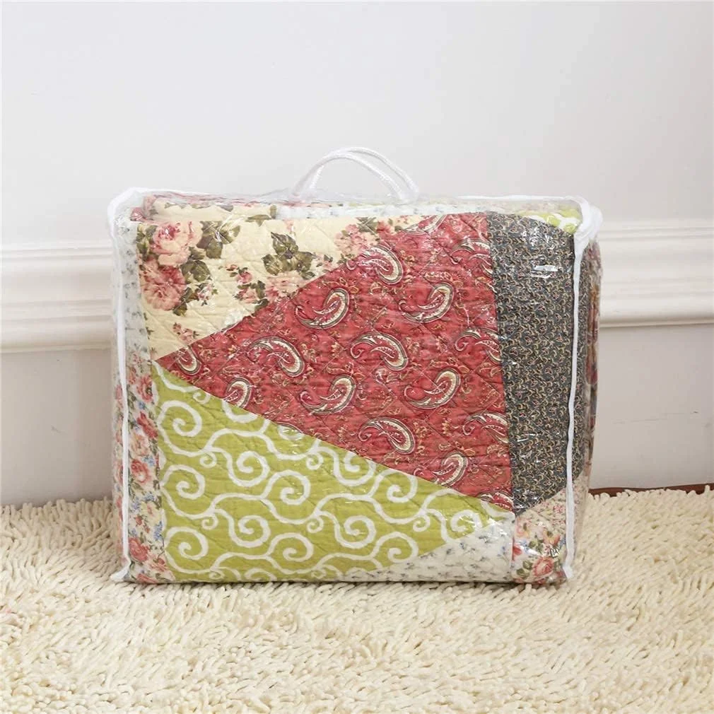 روتختی پنبه ای طرح تکه دوزی شده 220X240 سانتی متر به همراه 2 روبالشتی، روتختی با نگهداری آسان