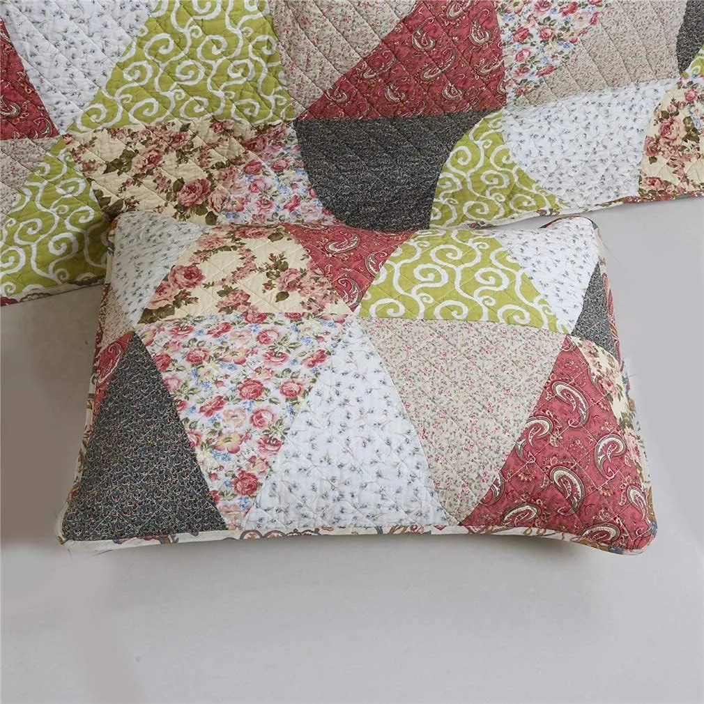 روتختی پنبه ای طرح تکه دوزی شده 220X240 سانتی متر به همراه 2 روبالشتی، روتختی با نگهداری آسان