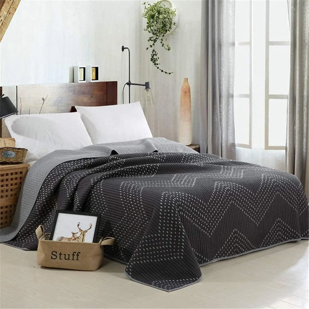 روتختی تکه دوزی دست دوز 3 تکه سفید مشکی راه راه لحاف تکه دوزی 230x250 سانتی متر