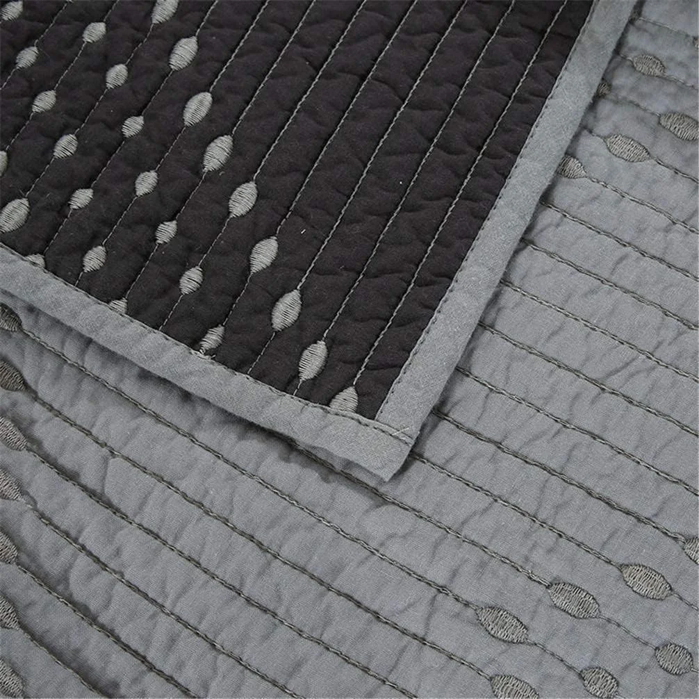 روتختی تکه دوزی دست دوز 3 تکه سفید مشکی راه راه لحاف تکه دوزی 230x250 سانتی متر