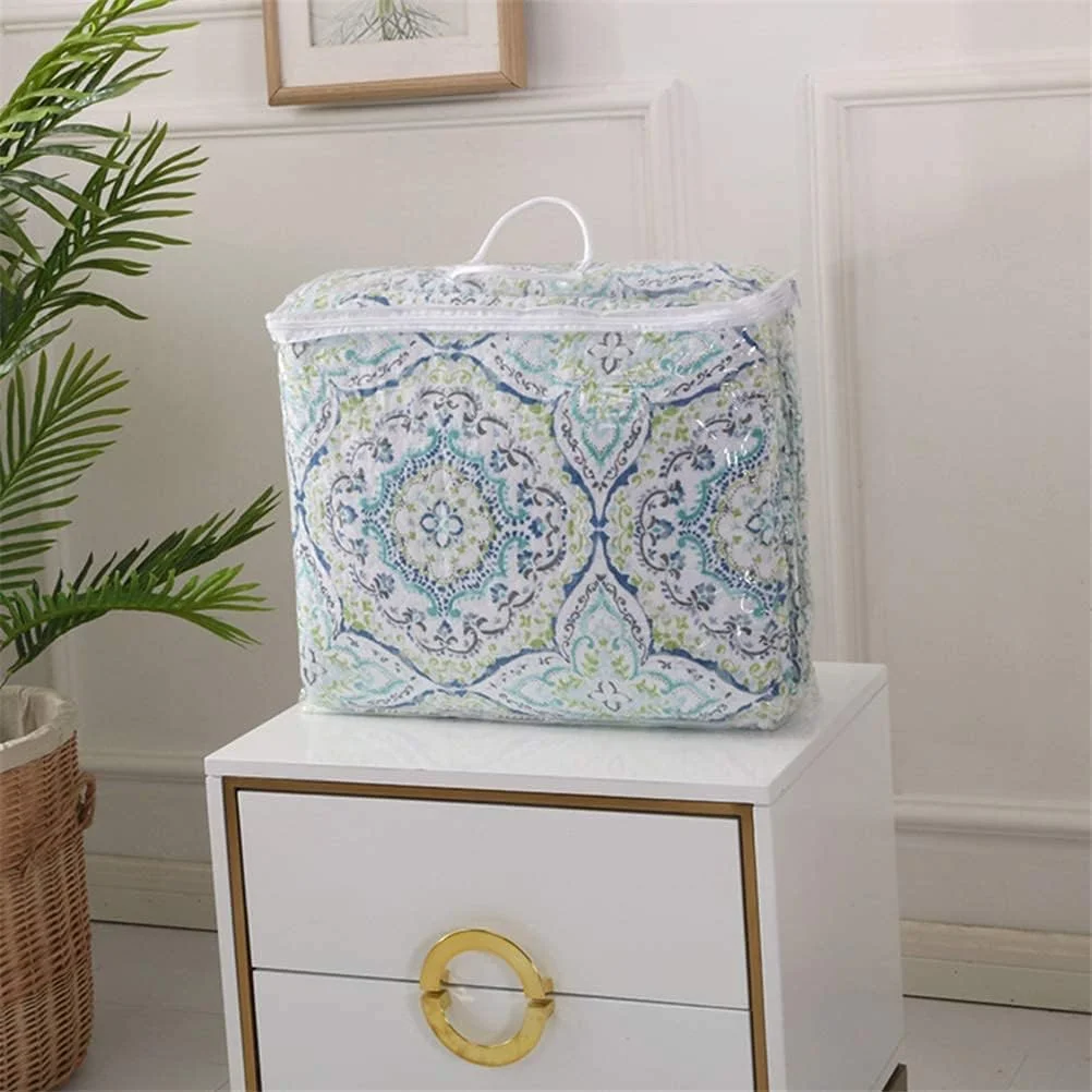 ست روتختی سه تکه طرح دار سایز کینگ 230 × 250 سانتی متر، پنبه ای، آبی، سبک روستایی، تکه دوزی رنگارنگ، مناسب تخت دو نفره به همراه 2 روبالشی