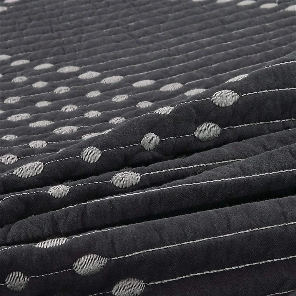 روتختی تکه دوزی دست دوز 3 تکه سفید مشکی راه راه لحاف تکه دوزی 230x250 سانتی متر