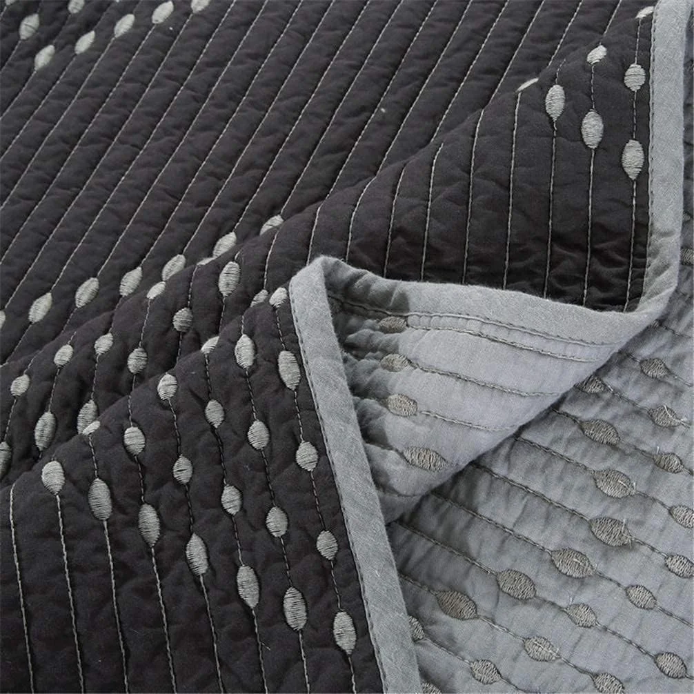 روتختی تکه دوزی دست دوز 3 تکه سفید مشکی راه راه لحاف تکه دوزی 230x250 سانتی متر