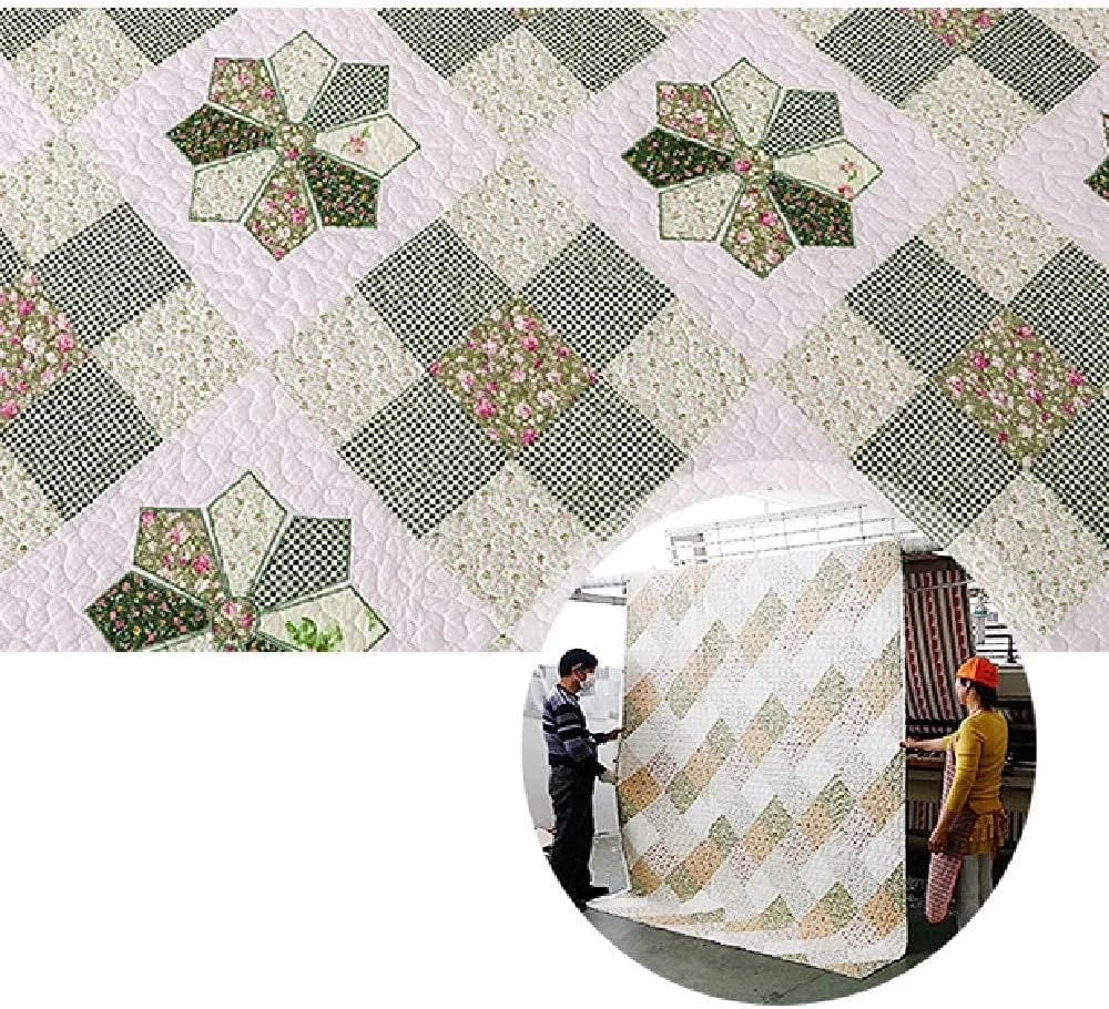 روتختی لحافی جی بی ام یو ال جی، لحاف روتختی، پتوی پرتابی، پنبه ای، طرح تکه دوزی قدیمی، رو تختی چند منظوره با طرح گل و ست رختخواب به همراه روبالشی مناسب تمام فصول