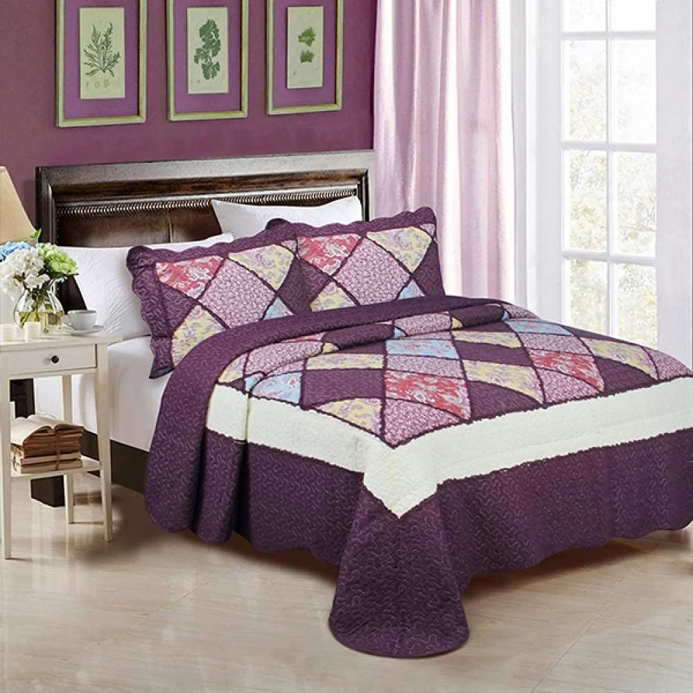 روتختی سه تکه پنبه ای طرح تکه دوزی چاپی به سبک اروپایی، رو تختی هنری، لحاف و روبالشتی سایز کینگ، -180CM220CM,Y-180CM*220CM روتختی سه تکه پنبه ای طرح تکه دوزی چاپی به سبک اروپایی، رو تختی هنری، لحاف و روبالشتی سایز کینگ، -180CM220CM,Y-180CM*220CM