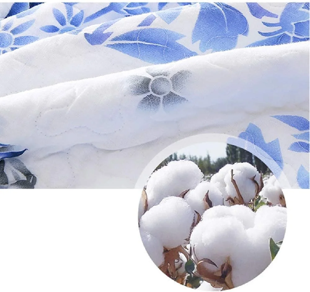 روتختی لحاف‌دوزی شده طرح تکه‌دوزی آبی و سفید، روتختی چند منظوره چهار فصل، منسوجات خانگی