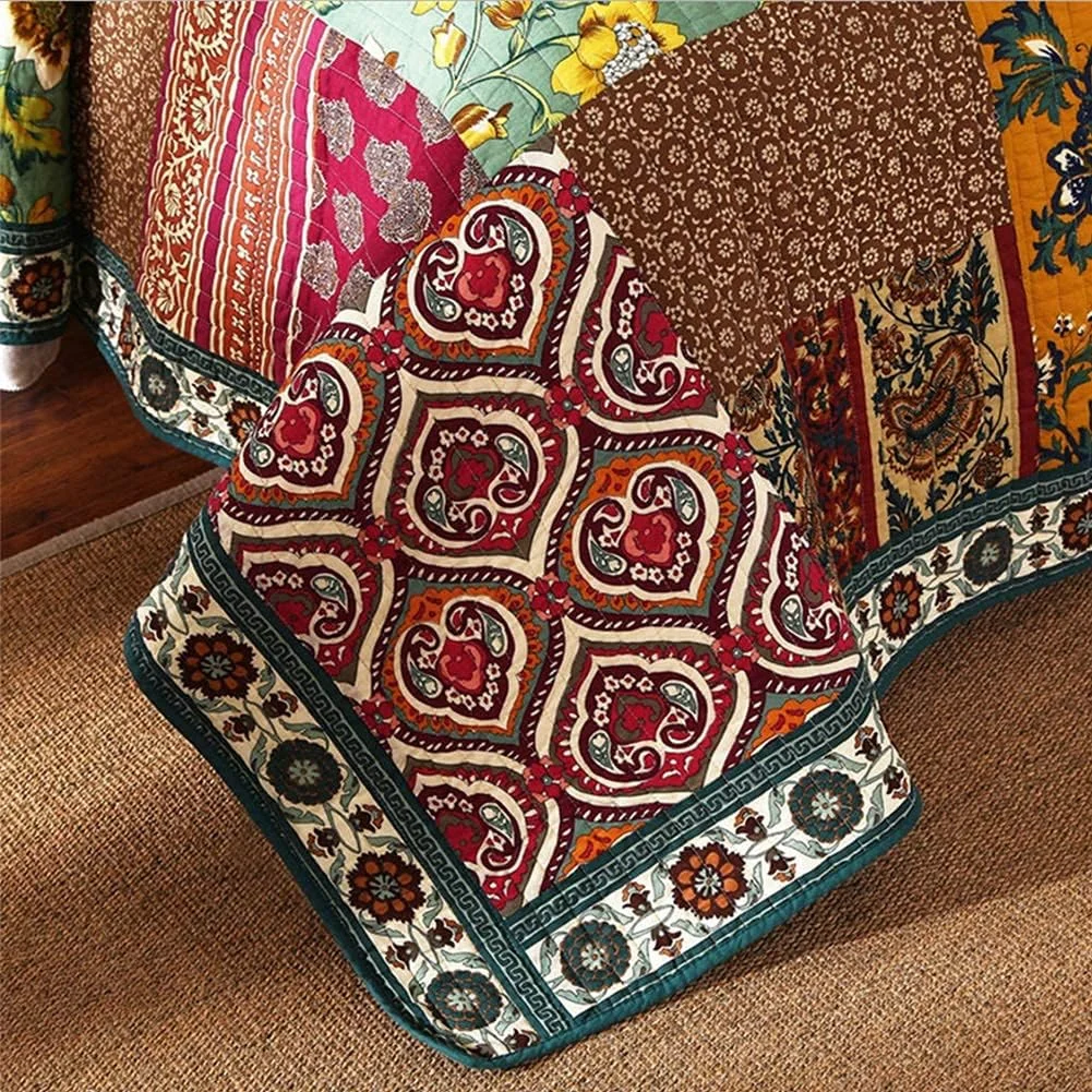 روتختی تکه دوزی شده طرح دار، لحاف پنبه ای یک نفره و دو نفره، 178x228 سانتی متر به همراه 1 روبالشی 51x70 سانتی متر، 218x228 سانتی متر، 259x269 سانتی متر