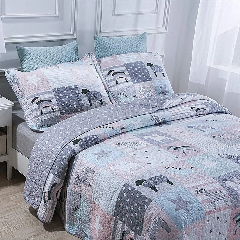 روتختی لحافدوزی شده کارتونی تکهدوزی شده با 2 روبالشی، رو تختی چند منظوره، لحاف، پتو، روتختی خانگی برای کودکان - 3 تکه 250×270 سانتیمتر روتختی لحافدوزی شده کارتونی تکهدوزی شده با 2 روبالشی، رو تختی چند منظوره، لحاف، پتو، روتختی خانگی برای کودکان - 3 تکه 250×270 سانتیمتر