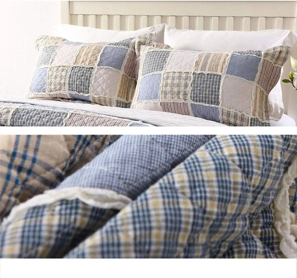 روتختی دو نفره سه تکه طرح تکه دوزی شامل 1 رو تختی و 2 روبالشتی، طرح تکه دوزی - 230X250 سانتی متر