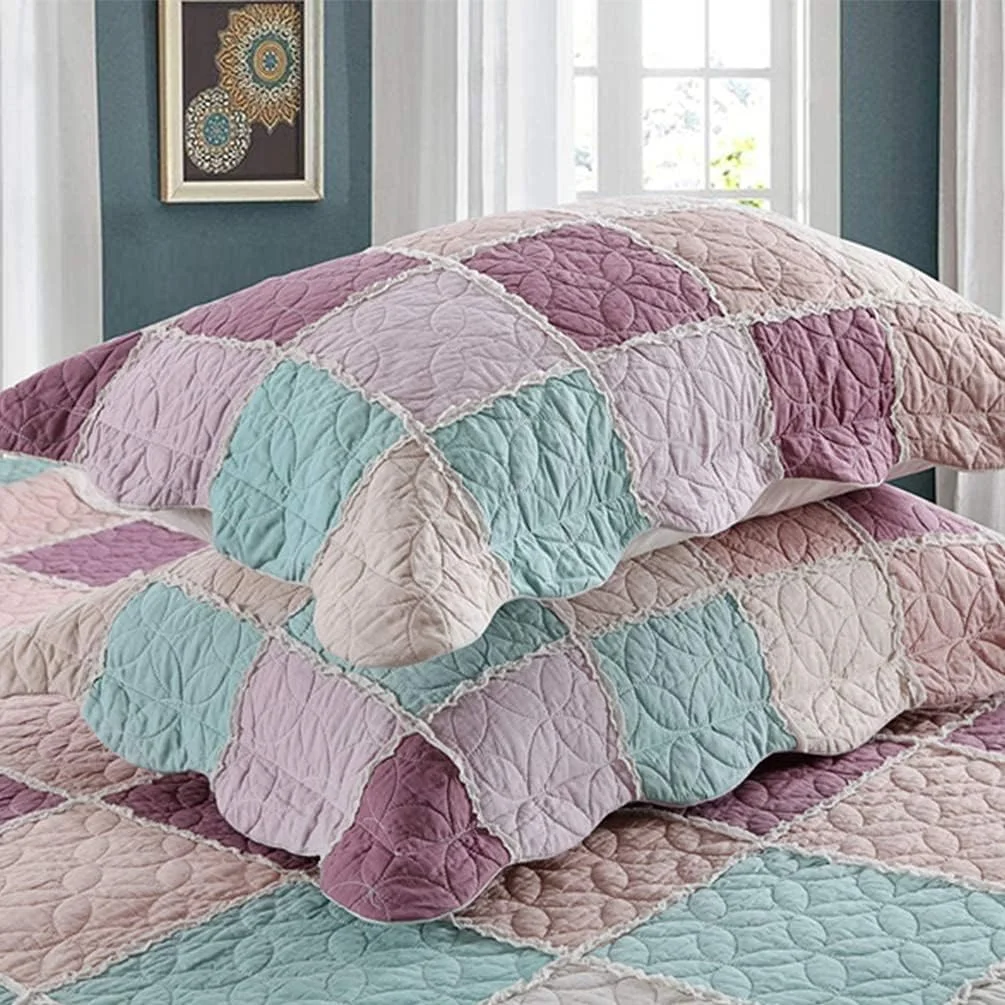 روتختی لحاف‌دوزی شده پنبه‌ای طرح‌دار سه تکه شامل یک روتختی 230 * 250 سانتی‌متر و 2 روبالشی 50 * 70 سانتی‌متر