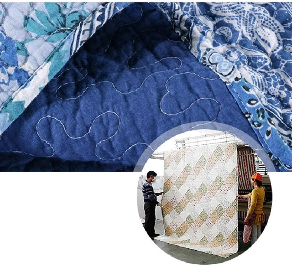 روتختی لحاف دار GBMULG، ست روتختی 3 تکه با 2 روبالشتی، لحاف پنبه ای تکه دوزی شده، روکش تخت چند منظوره نوردیک