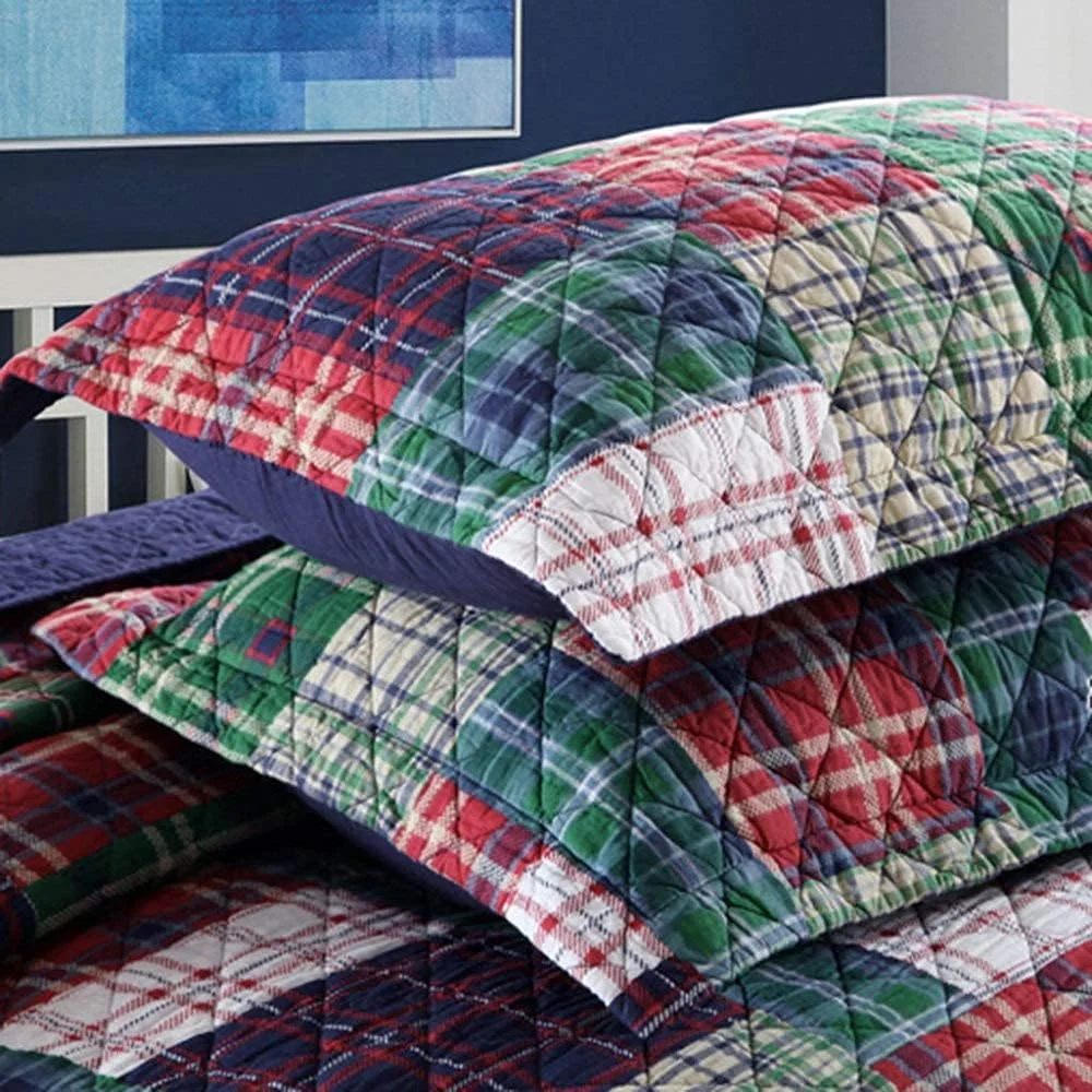 روتختی طرح دار دو نفره و بزرگ پنبه ای تکه دوزی شده 230 در 250 سانتی متر، ست رو تختی سه تکه، ملحفه ضخیم، تکه دوزی - 205x218 سانتی متر، تکه دوزی - 205x218 سانتی متر