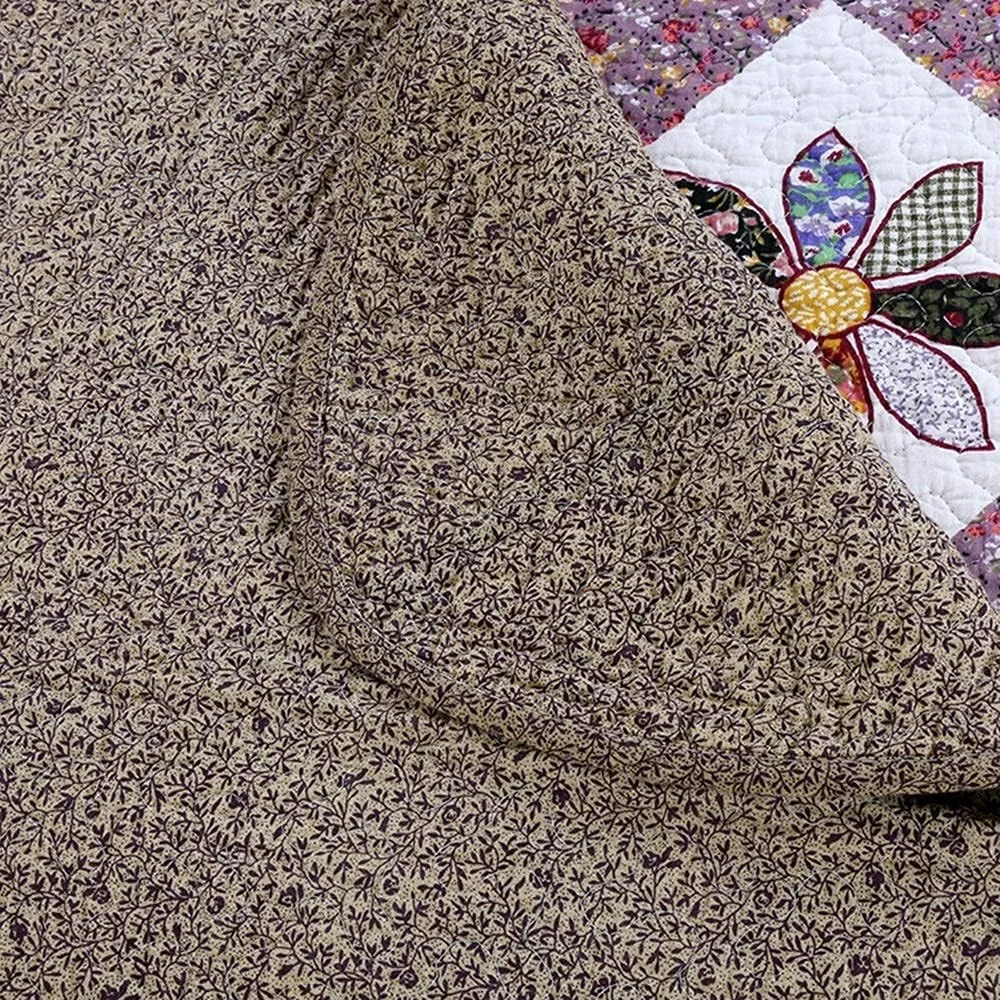 روتختی طرح تکه دوزی شده، طرح گلدار قهوه ای سفید قدیمی با 2 روبالشتی، پنبه ای نرم و تنفس پذیر 3 تکه، لحاف روتختی مناسب تمام فصول، پتوی چند منظوره روتختی طرح تکه دوزی شده، طرح گلدار قهوه ای سفید قدیمی با 2 روبالشتی، پنبه ای نرم و تنفس پذیر 3 تکه، لحاف روتختی مناسب تمام فصول، پتوی چند منظوره