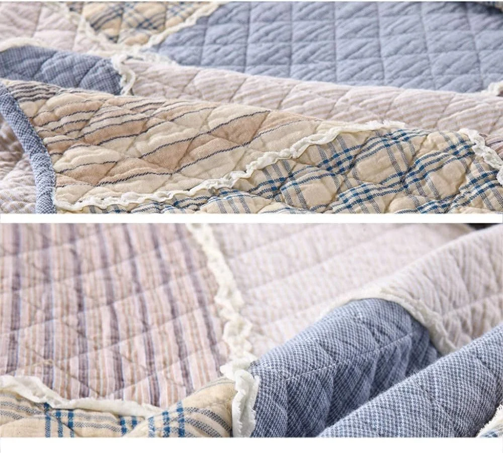 روتختی دو نفره سه تکه طرح تکه دوزی شامل 1 رو تختی و 2 روبالشتی، طرح تکه دوزی - 230X250 سانتی متر