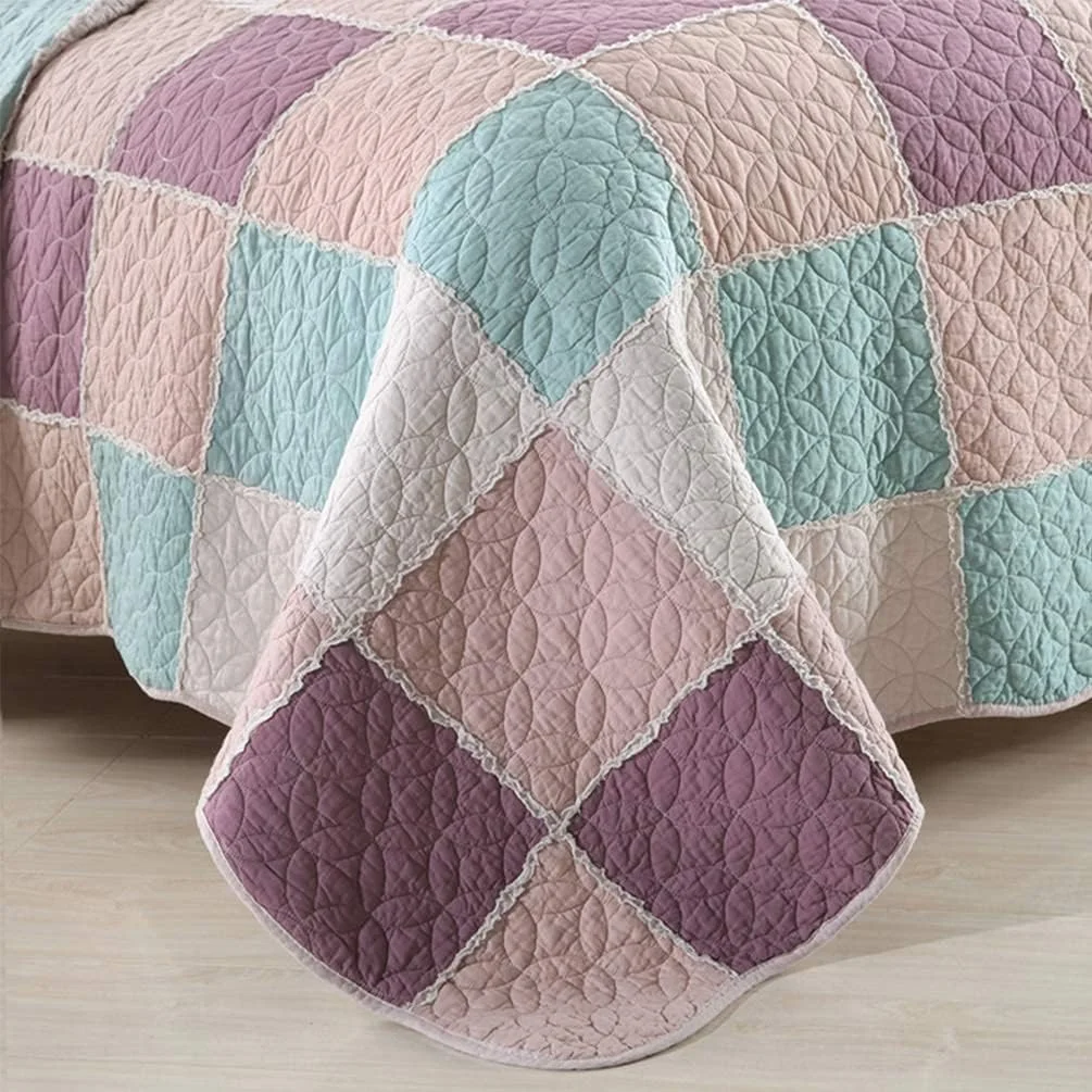 روتختی لحاف‌دوزی شده پنبه‌ای طرح‌دار سه تکه شامل یک روتختی 230 * 250 سانتی‌متر و 2 روبالشی 50 * 70 سانتی‌متر