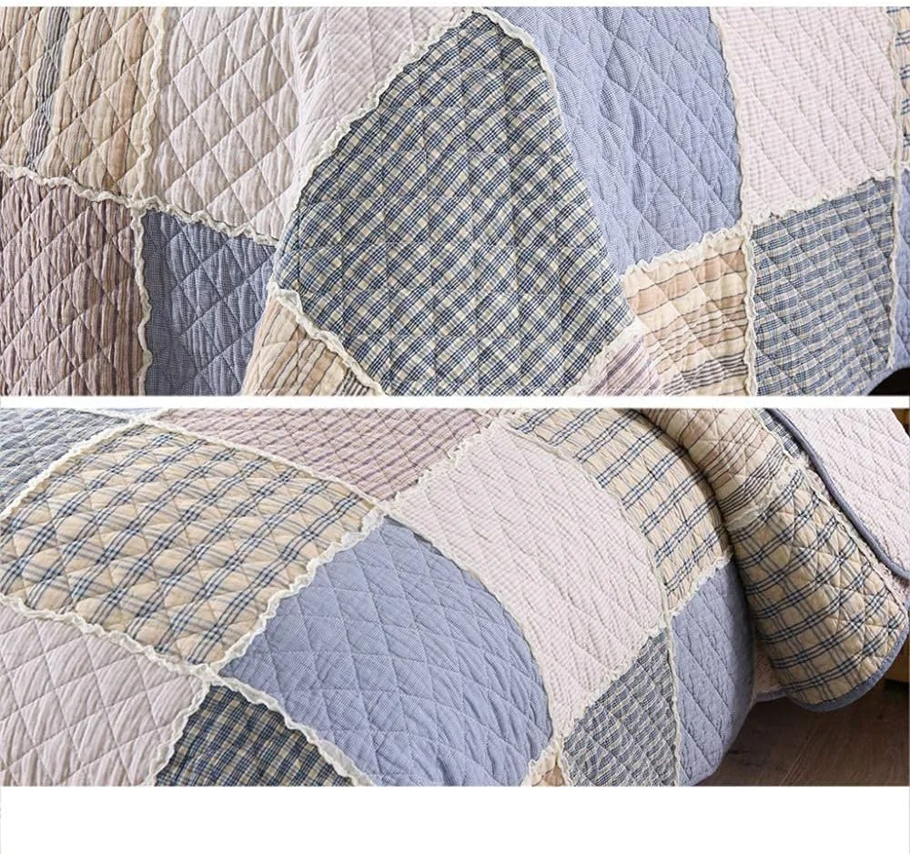 روتختی دو نفره سه تکه طرح تکه دوزی شامل 1 رو تختی و 2 روبالشتی، طرح تکه دوزی - 230X250 سانتی متر