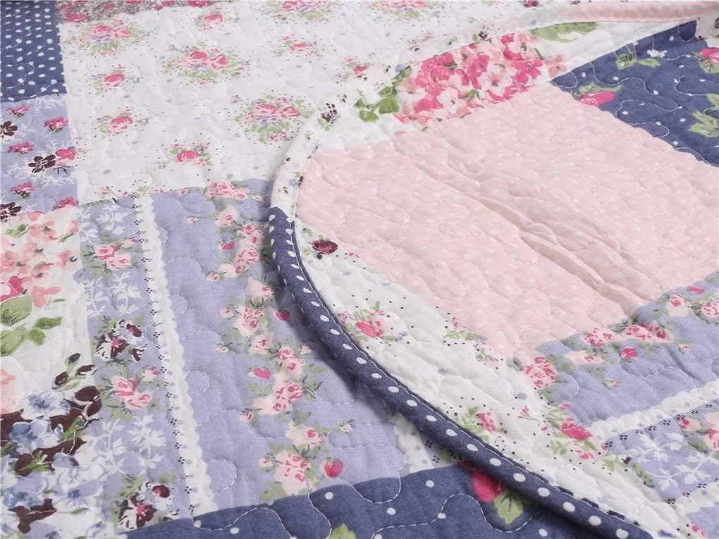 روتختی نخی GBMULG، روتختی مناسب تخت دو نفره، پتوی تکه دوزی شده به همراه کوسن، 230 در 250 سانتی متر + 2 عدد 50 در 75 سانتی متر