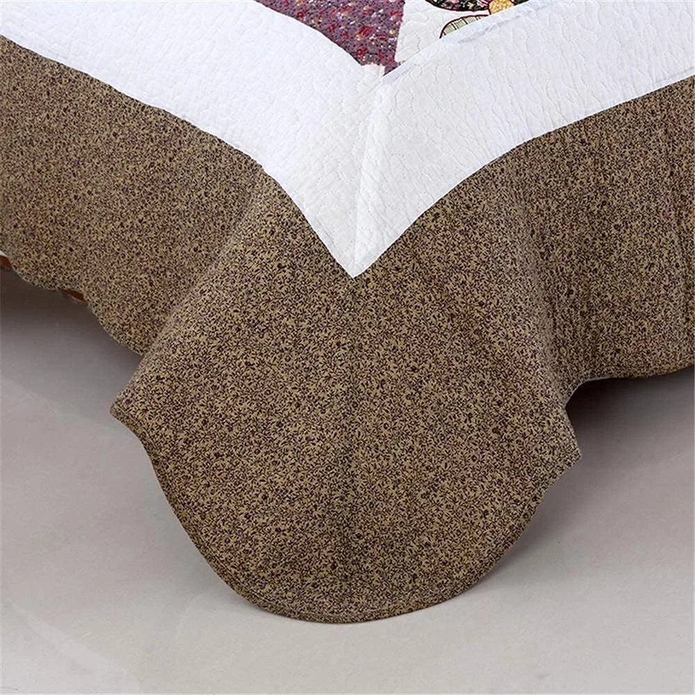 روتختی طرح تکه دوزی شده، طرح گلدار قهوه ای سفید قدیمی با 2 روبالشتی، پنبه ای نرم و تنفس پذیر 3 تکه، لحاف روتختی مناسب تمام فصول، پتوی چند منظوره روتختی طرح تکه دوزی شده، طرح گلدار قهوه ای سفید قدیمی با 2 روبالشتی، پنبه ای نرم و تنفس پذیر 3 تکه، لحاف روتختی مناسب تمام فصول، پتوی چند منظوره