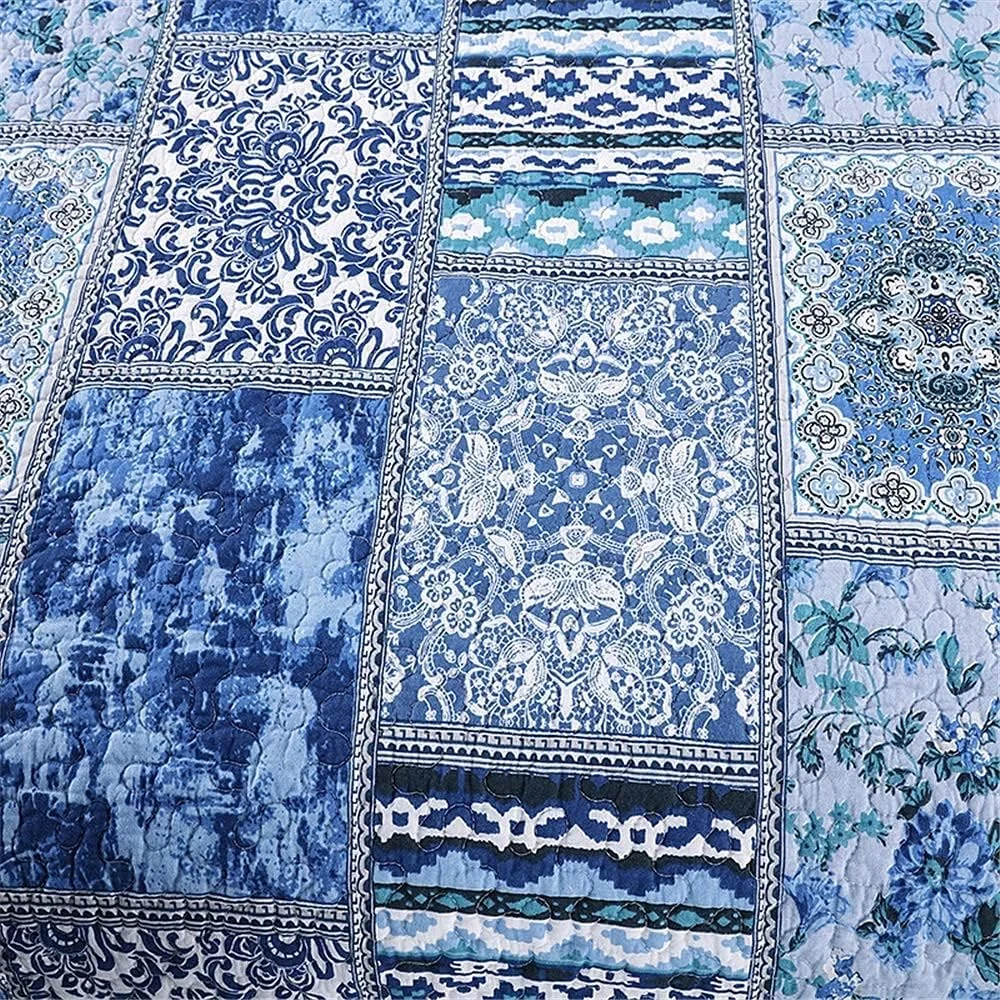 روتختی لحاف دار GBMULG، ست روتختی 3 تکه با 2 روبالشتی، لحاف پنبه ای تکه دوزی شده، روکش تخت چند منظوره نوردیک