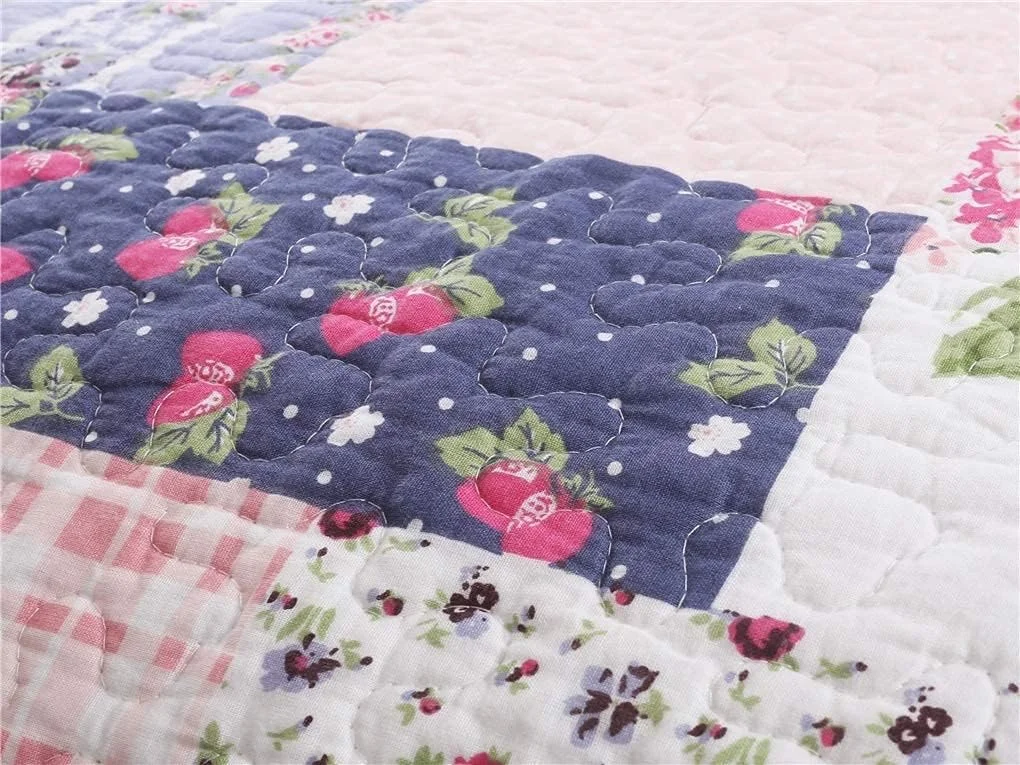 روتختی نخی GBMULG، روتختی مناسب تخت دو نفره، پتوی تکه دوزی شده به همراه کوسن، 230 در 250 سانتی متر + 2 عدد 50 در 75 سانتی متر