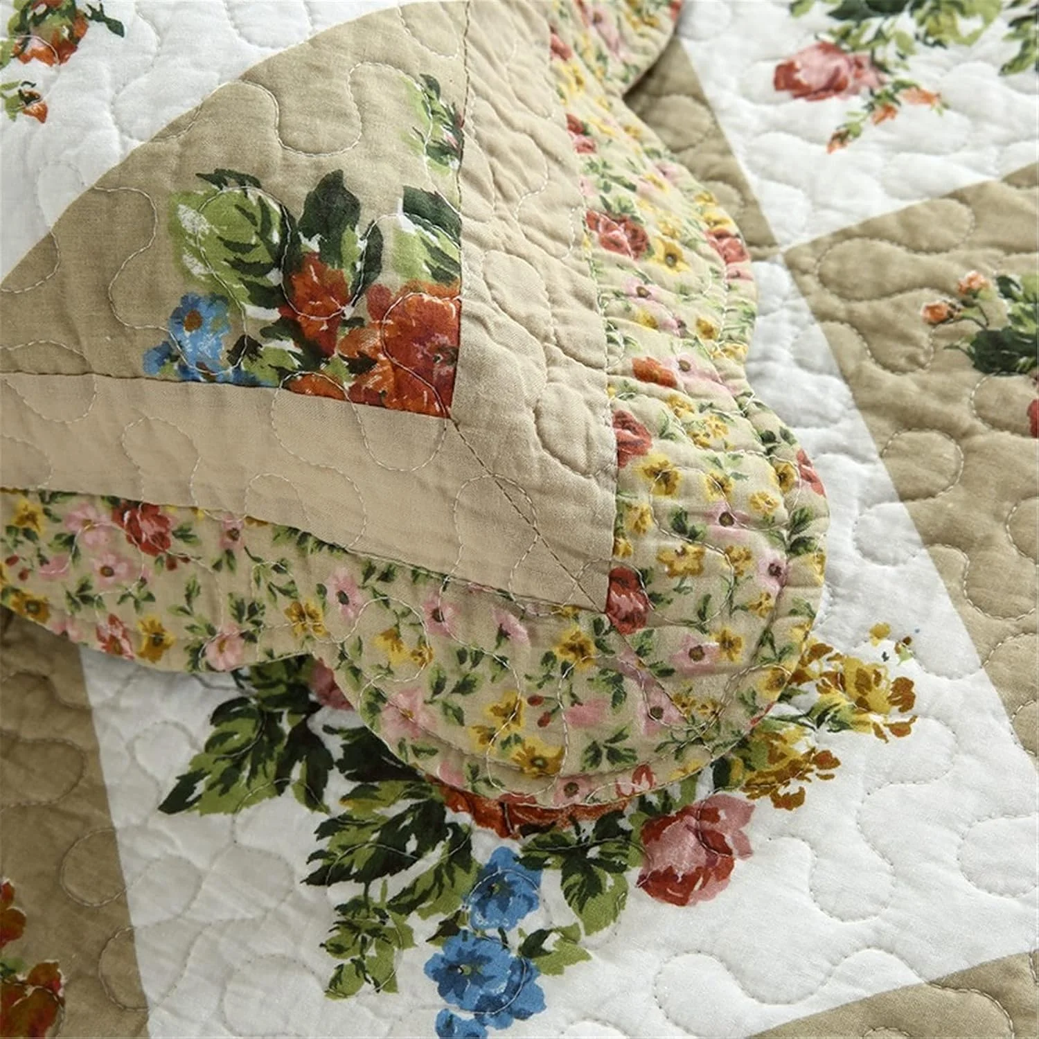 روتختی طرح تکه دوزی شده، ست لحاف سایز کینگ، ست روتختی 3/4 تکه طرح گلدار، ست ملحفه پنبه ای دو رو، رو انداز تخت به همراه بالش برای تخت دو نفره، قهوه ای، 3 تکه، قهوه ای-3 تکه روتختی طرح تکه دوزی شده، ست لحاف سایز کینگ، ست روتختی 3/4 تکه طرح گلدار، ست ملحفه پنبه ای دو رو، رو انداز تخت به همراه بالش برای تخت دو نفره، قهوه ای، 3 تکه، قهوه ای-3 تکه