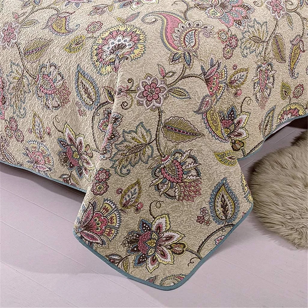 روتختی، لحاف‌دوزی شده، دو رو، طرح تکه‌دوزی، روتختی 230x250 سانتی‌متر با روکش بالش، پتو تخت + روبالشی، تکه‌دوزی، ست 3 تکه روکش بالش