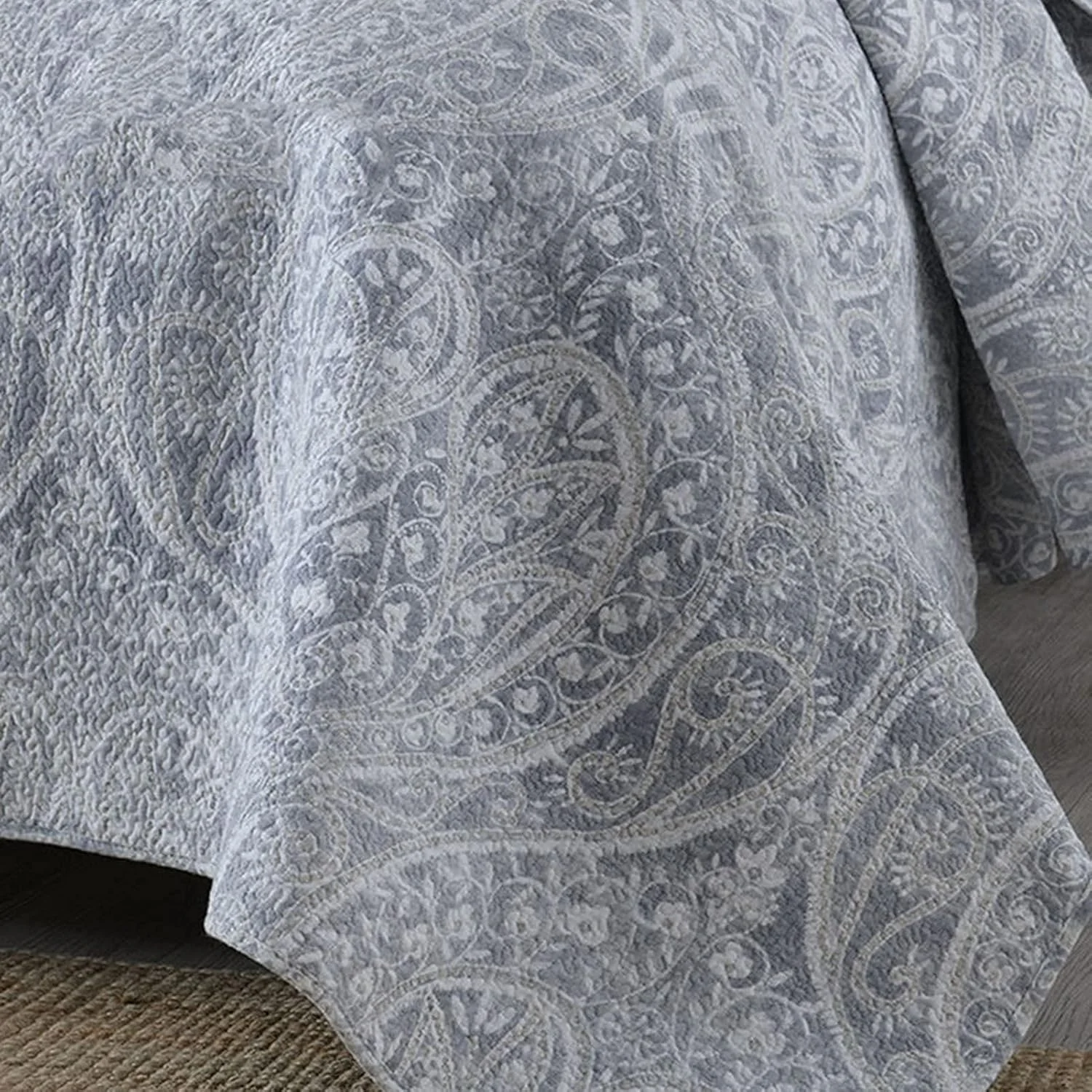 ست روتختی لحاف‌دوزی شده ۳ تکه GBMULG، طرح گلدار تکه‌دوزی شده دو رو، لحاف پنبه‌ای نرم و سبک، مناسب تخت دو نفره و کینگ، خاکستری، ۲۳۰x۲۵۰ سانتی‌متر