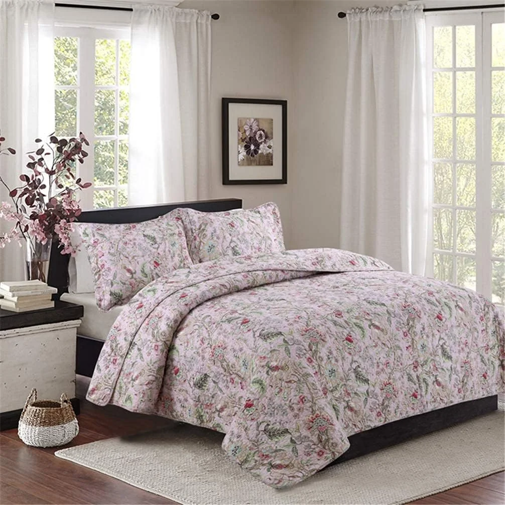 روتختی پنبه ای لحاف دار طرح تکه دوزی شده مناسب تخت، ابعاد 230 در 250 سانتی متر به همراه 2 روبالشتی