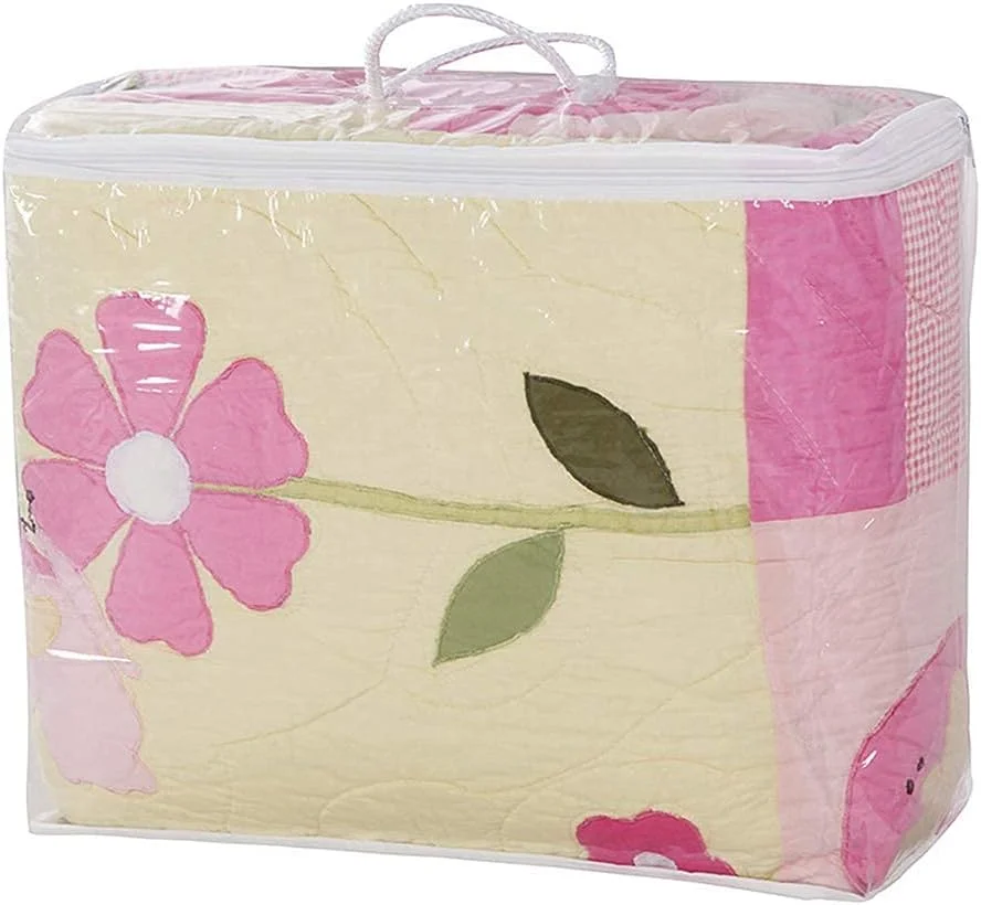 روتختی طرح دار، ست ملحفه صورتی 3 تکه سایز کینگ، طرح گل ساده، روتختی پنبه ای مناسب اتاق دخترانه، ست لحاف و دو عدد روبالشتی