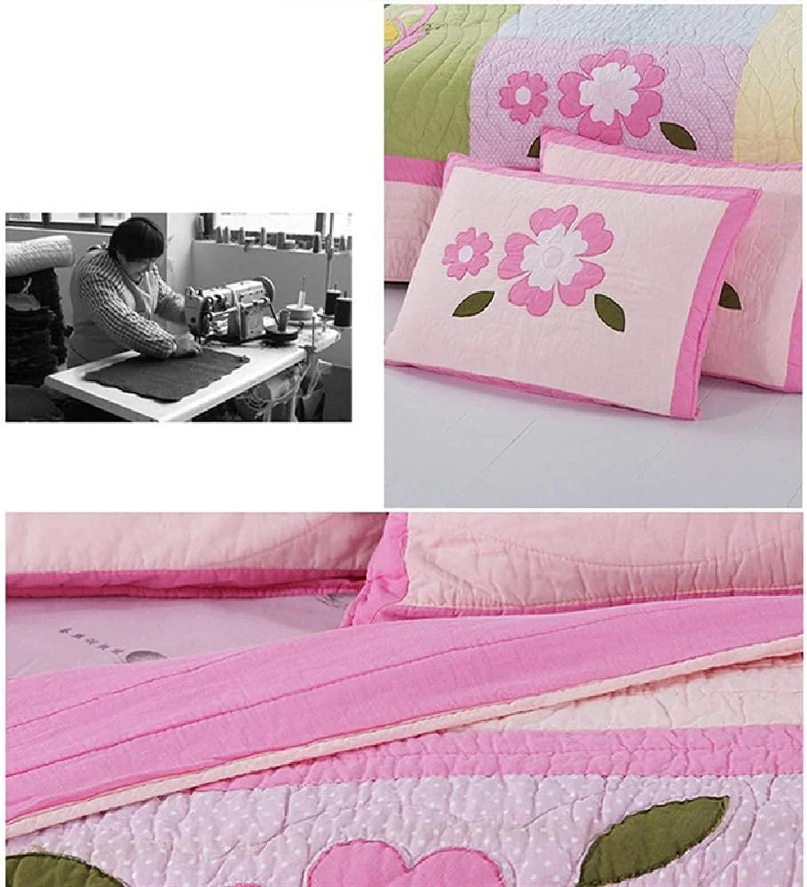 روتختی طرح دار، ست ملحفه صورتی 3 تکه سایز کینگ، طرح گل ساده، روتختی پنبه ای مناسب اتاق دخترانه، ست لحاف و دو عدد روبالشتی