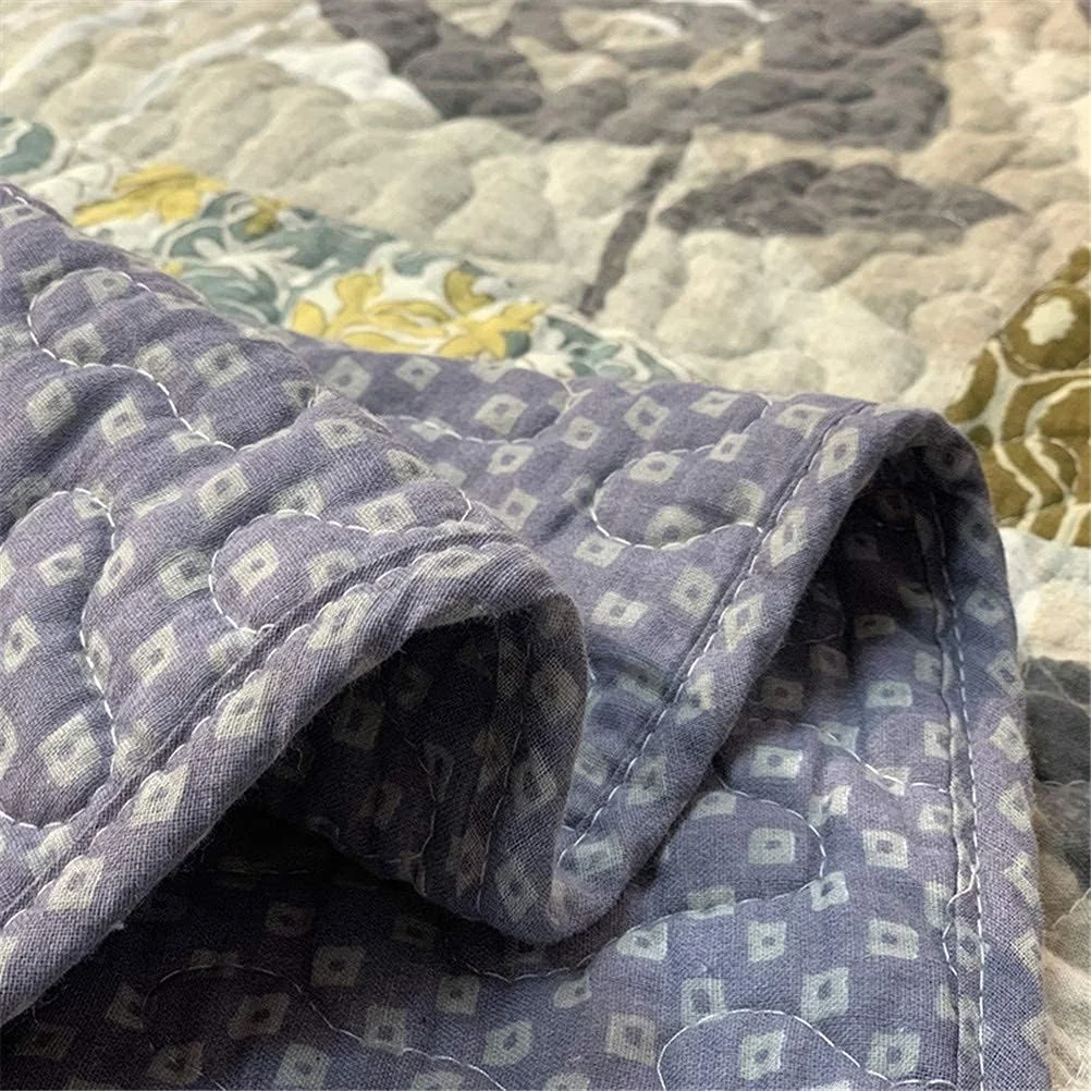 روتختی پنبه‌ای طرح تکه‌دوزی، روتختی دورو خاکستری 259x269 سانتی‌متر به همراه 2 روبالشتی 50x90 سانتی‌متر، ست لحاف ظریف مناسب تخت 180، 259x269 سانتی‌متر، 230x250 سانتی‌متر