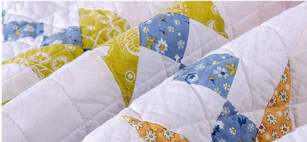 GBMULG Bedspreads Double Size, Quilted Bedspread King Cotton Patchwork Quilts Bedding Throws Set Comforter And Pillow Shams,Blue-240X270cm,Blue-supre king 240X270cm