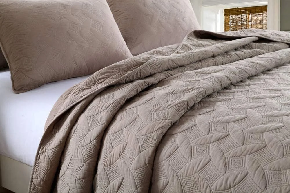 روتختی لحافی سایز دو نفره روتختی لحافی کینگ پنبه ای تکه دوزی شده ست روتختی سایز کینگ لحاف و بالش، خاکستری-230X250CM، خاکستری آ-کینگ 230X250cm