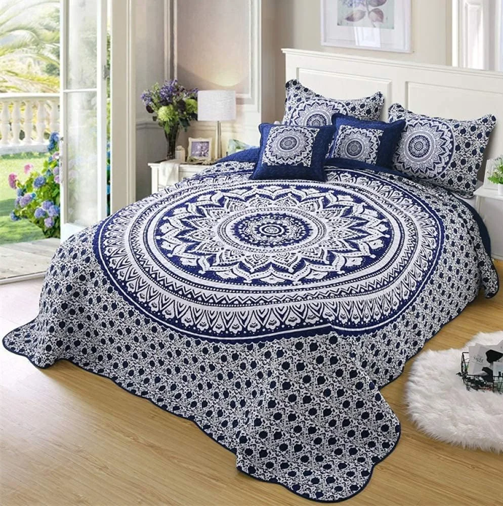 GBMULG Bedspreads Double Size Quilted Bedspread King Cotton Patchwork Quilts Bedding Throws Set Comforter And Pillow Shams,Blue3-230x250cm,Blue1-king 230X250cm GBMULG Bedspreads Double Size Quilted Bedspread King Cotton Patchwork Quilts Bedding Throws Set Comforter And Pillow Shams,Blue3-230x250cm,Blue1-king 230X250cm