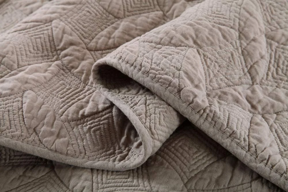 روتختی لحافی سایز دو نفره روتختی لحافی کینگ پنبه ای تکه دوزی شده ست روتختی سایز کینگ لحاف و بالش، خاکستری-230X250CM، خاکستری آ-کینگ 230X250cm