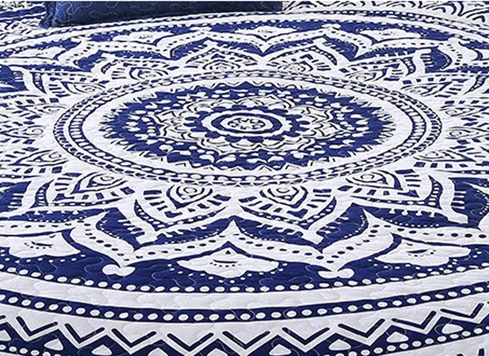 GBMULG Bedspreads Double Size Quilted Bedspread King Cotton Patchwork Quilts Bedding Throws Set Comforter And Pillow Shams,Blue3-230x250cm,Blue1-king 230X250cm