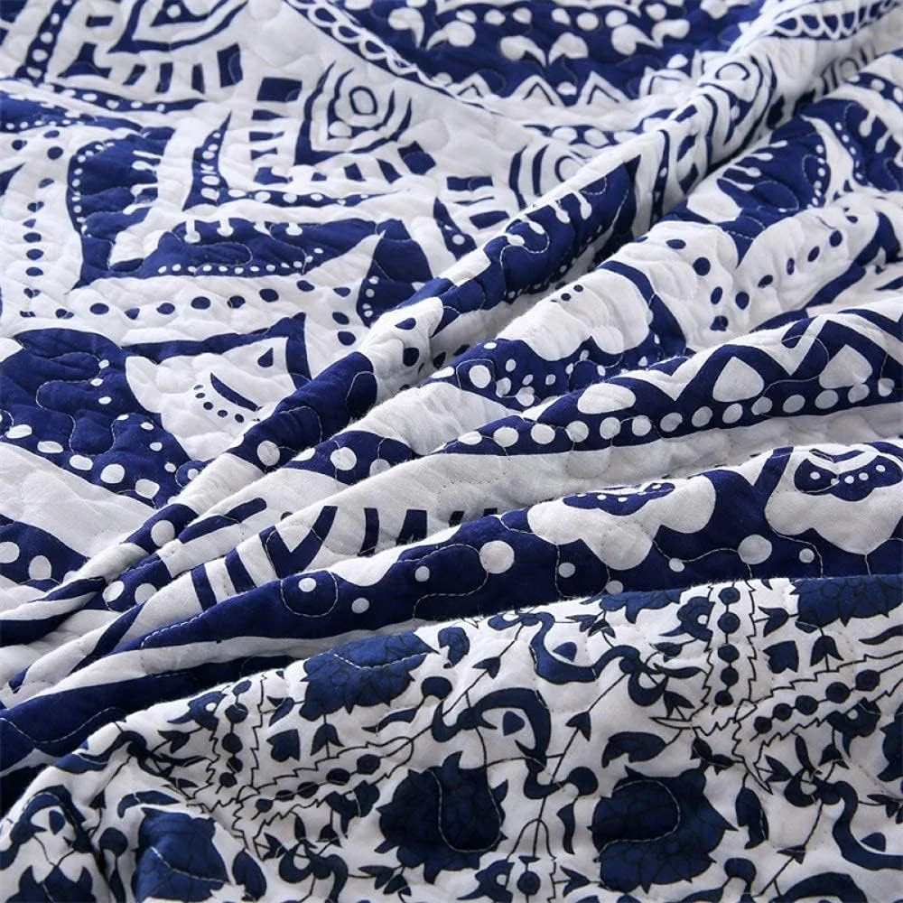 GBMULG Bedspreads Double Size Quilted Bedspread King Cotton Patchwork Quilts Bedding Throws Set Comforter And Pillow Shams,Blue3-230x250cm,Blue1-king 230X250cm