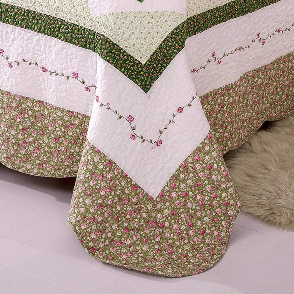 روتختی دو نفره GBMULG، روتختی لحافی کینگ سایز، تکه دوزی پنبه ای، ست روتختی، لحاف و روبالشتی، قهوه ای-240X270 سانتی متر، قهوه ای-سوپر کینگ 240X270 سانتی متر