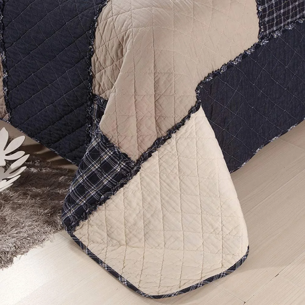 روتختی دونفره طرح تکه دوزی پنبه ای، ست روتختی و روبالشتی