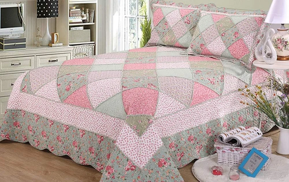 روتختی دو نفره GBMULG، روتختی لحافی پنبه ای طرح تکه دوزی، ست روتختی و روبالشتی، Patchwork2,Patchwork23-