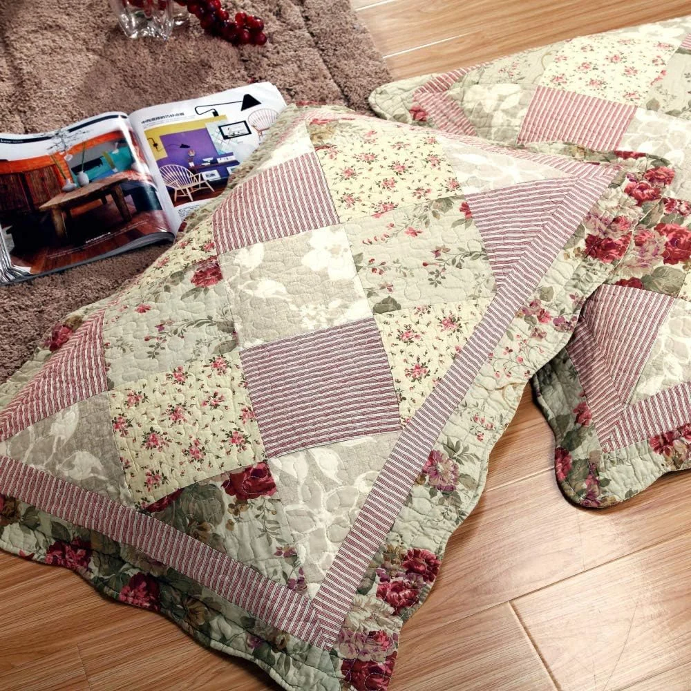 روتختی دو نفره طرح دار، روتختی لحافی کینگ سایز پنبه ای، ست روتختی و روبالشتی