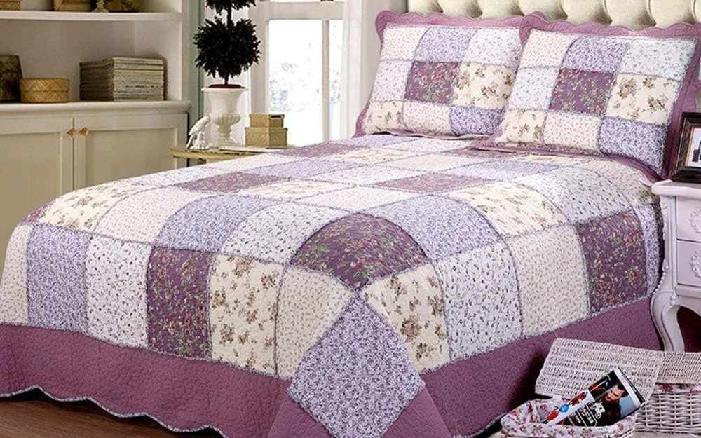 روتختی دونفره طرح تکه دوزی پنبه ای، ست روتختی و روبالشتی روتختی دونفره طرح تکه دوزی پنبه ای، ست روتختی و روبالشتی