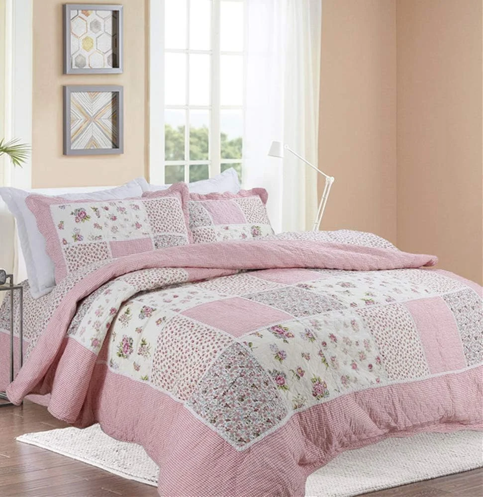 روتختی دو نفره، روتختی لحافی پنبه ای طرح تکه دوزی، ست روتختی و روبالشتی، Patchwork2, Patchwork4-