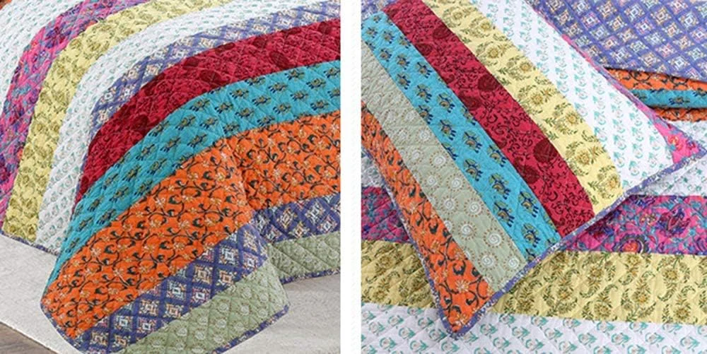 Bedspreads Double Size Quilted Bedspread King Cotton Patchwork Quilts Bedding Throws Set, Comforter and Pillow Shams,Patchwork20,Patchwork28-